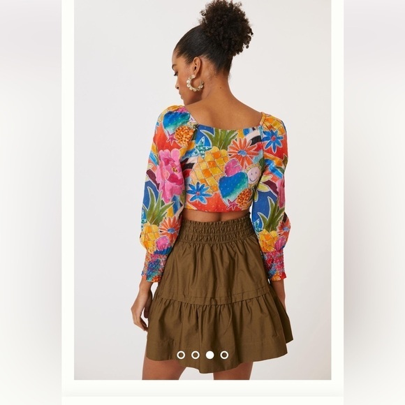 Farm Rio Deep-V Tie-Waist Top NWT Small 🍍🍓🌼🌸🌺 - Picture 4 of 13